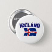 IJslandse vlag (m/inscriptie) Ronde Button 5,7 Cm (Voorkant /achterkant)