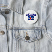 IJslandse vlag (m/inscriptie) Ronde Button 5,7 Cm (In situ)