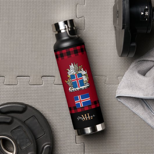 IJslandse vlag met vacuüm geïsoleerd, IJslands vla Waterfles (Gym)