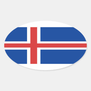IJslandse vlag Ovale Sticker
