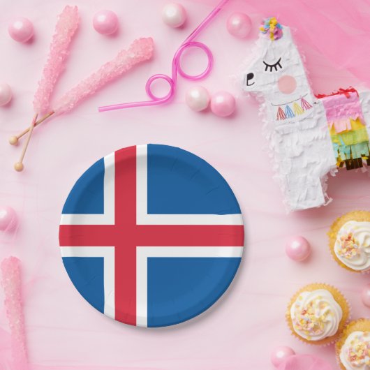 IJslandse vlag Papieren Bordje (Feest)