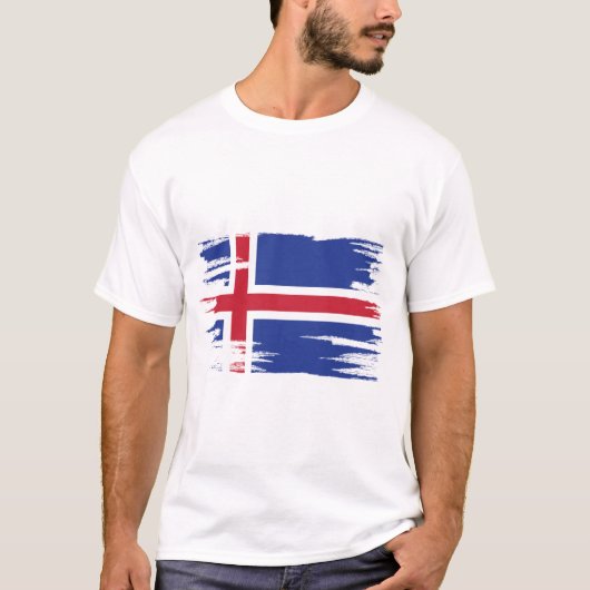 IJslandse vlag-penseelkunst T-shirt (Voorkant)