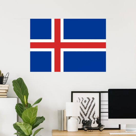 IJslandse vlag Poster (Thuiskantoor)