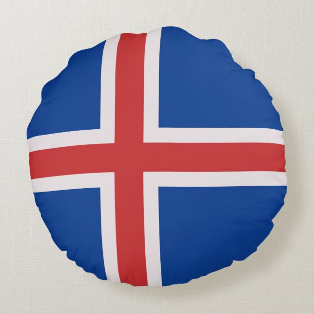 IJslandse vlag Rond Kussen (Achterkant)