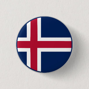 IJslandse Vlag Ronde Button 3,2 Cm
