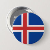 IJslandse vlag Ronde Button 7,6 Cm (Voorkant /achterkant)