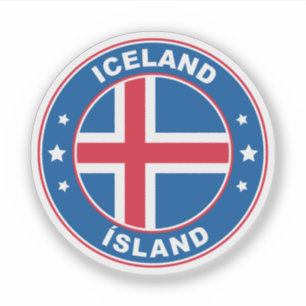 IJslandse vlag Ronde cirkel embleem Sticker