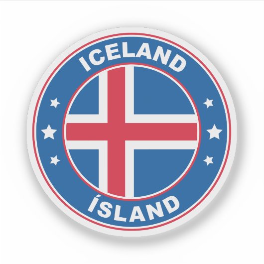 IJslandse vlag Ronde cirkel embleem Sticker (Voorkant)