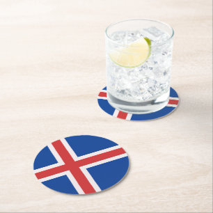 IJslandse vlag Ronde Kartonnen Onderzetter