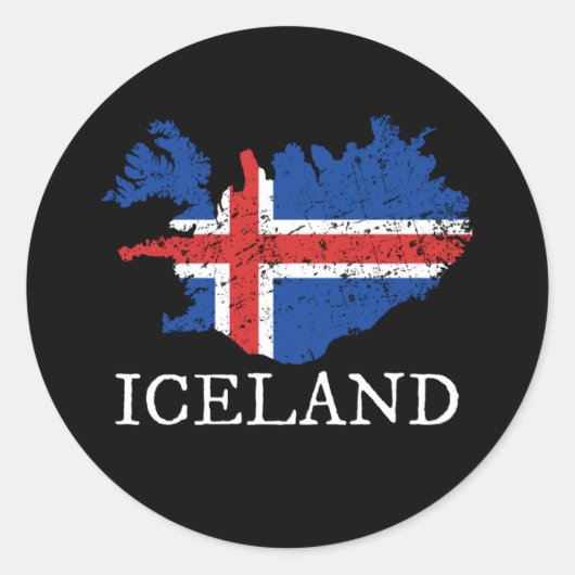 IJslandse vlag Ronde Sticker (Voorkant)