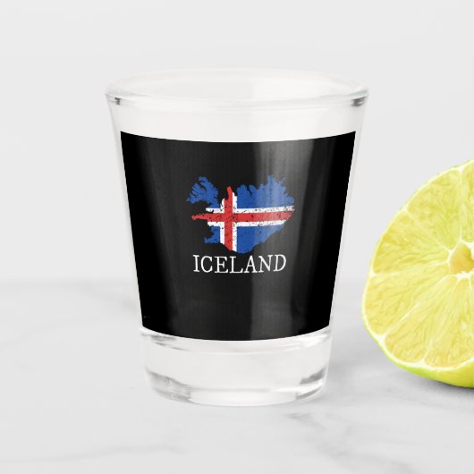 IJslandse vlag Shot Glas (Voorkant)