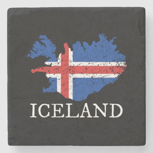 IJslandse vlag Stenen Onderzetter (Voorkant)
