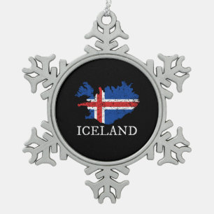 IJslandse vlag Tin Sneeuwvlok Ornament