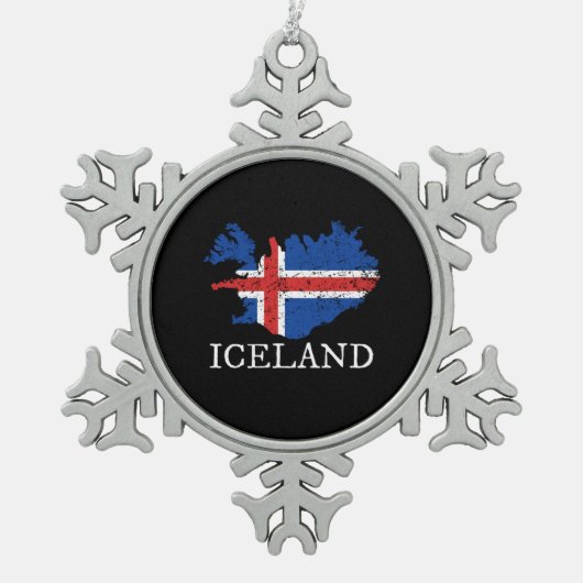 IJslandse vlag Tin Sneeuwvlok Ornament (Voorkant)