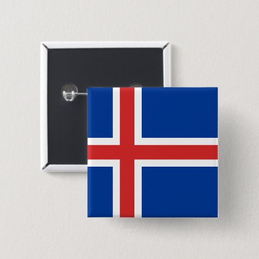 IJslandse vlag Vierkante Button 5,1 Cm (Voorkant /achterkant)
