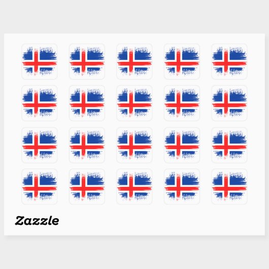 IJslandse vlag Vierkante Sticker (Vel)