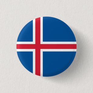 IJslandse vlag, vlag van IJsland Ronde Button 3,2 Cm