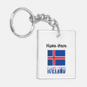 IJslandse vlag Zwarte personalisatie Sleutelhanger (Voorkant Links)