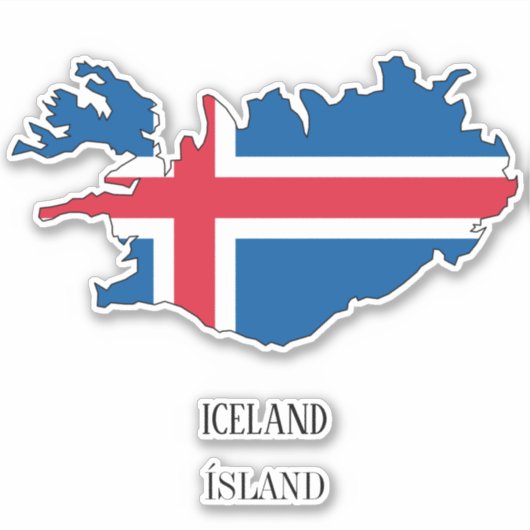 IJslandse vlaggenkaart Sticker (Voorkant)