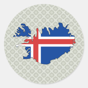 IJslandse vlaggenkaart, volledige grootte Ronde Sticker