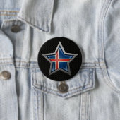 IJslandse Vlagster met staaleffect Ronde Button 7,6 Cm (In situ)