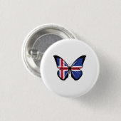 IJslandse vlindervlag Ronde Button 3,2 Cm (Voorkant /achterkant)