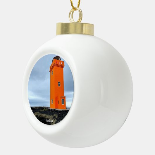 IJslandse vuurtoren - keramische kerstversiering Keramische Bal Ornament (Rechts)