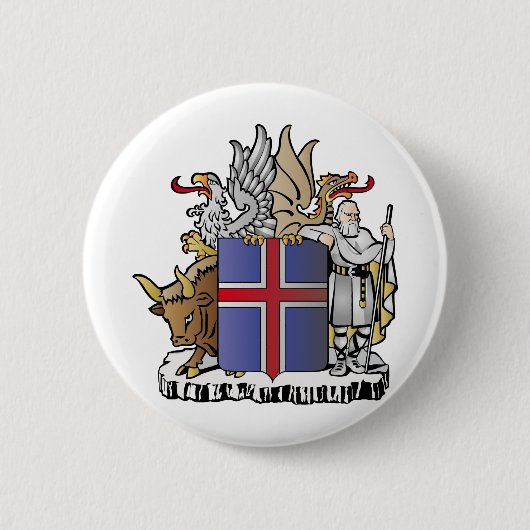 IJslandse wapenschild Ronde Button 5,7 Cm (Voorkant)