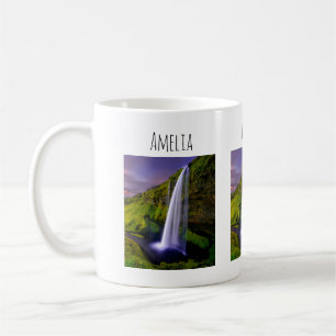 IJslandse Waterval Groen Natuur Foto Koffiemok