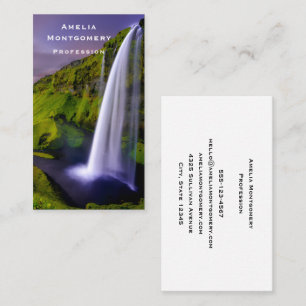 IJslandse Waterval Groene Natuur Foto Visitekaartje