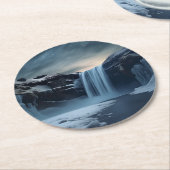 IJslandse waterval landschap Ronde Kartonnen Onderzetter (Gebogen)