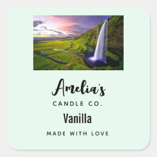 IJslandse Waterval Natuur Foto - Candle Biz Vierkante Sticker