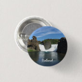 IJslandse waterval Ronde Button 3,2 Cm (Voorkant /achterkant)