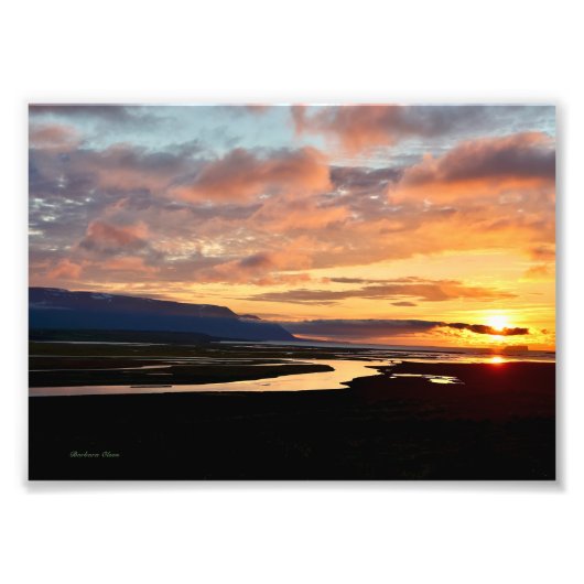 IJslandse zonsondergang Foto Afdruk (Voorkant)