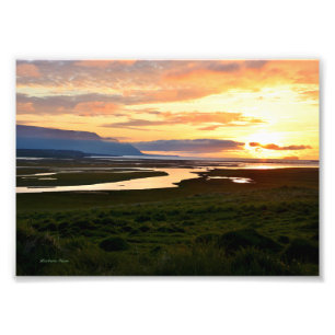 IJslandse zonsondergang Foto Afdruk