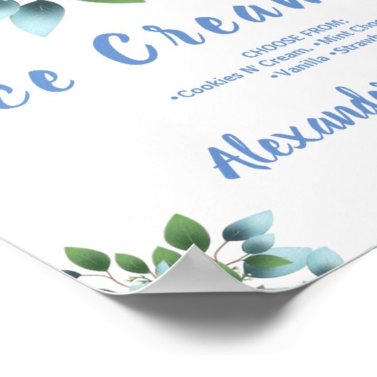 Ijslispens Bruidsbruiloft Eucalyptus Bord Poster (Hoek)