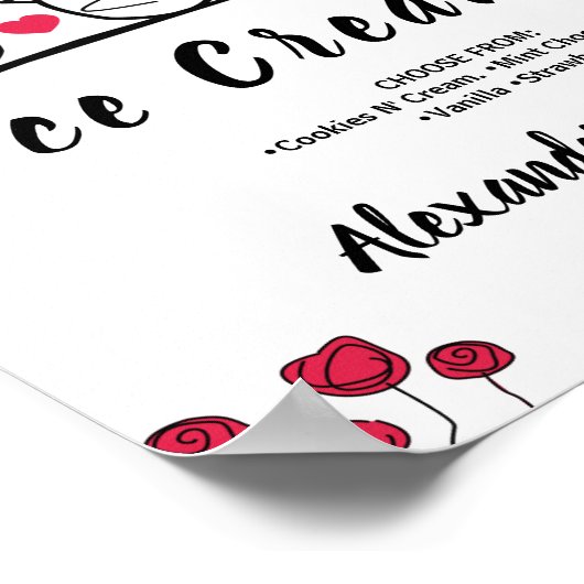 Ijslollie Bruidsbruiloft Trouwliefdesvogels Teken Poster (Hoek)