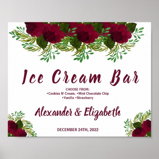 Ijslollie Bruidsdouche Trouw Rood Bloem Bord Poster (Voorkant)