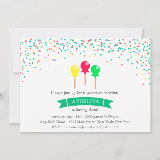 IJslollies - uitnodiging voor verjaardagsfeestje (Voorkant)