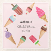 Ijslolly Bruidsmeisje Verjaardag  Glazen Onderzetter (Voorkant)