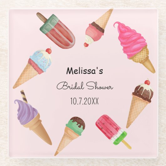 Ijslolly Bruidsmeisje Verjaardag  Glazen Onderzetter (Voorkant)