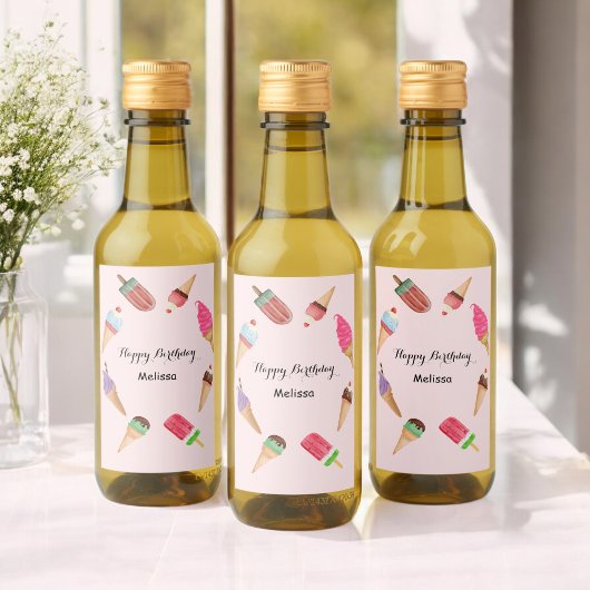 Ijslolly Roze Zwembad Feestje   Wijn Etiket