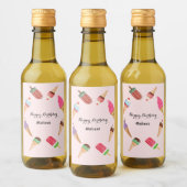 Ijslolly Roze Zwembad Feestje   Wijn Etiket (Flessen)