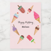 Ijslolly Roze Zwembadfeest Wijn Etiket (Enkel label)