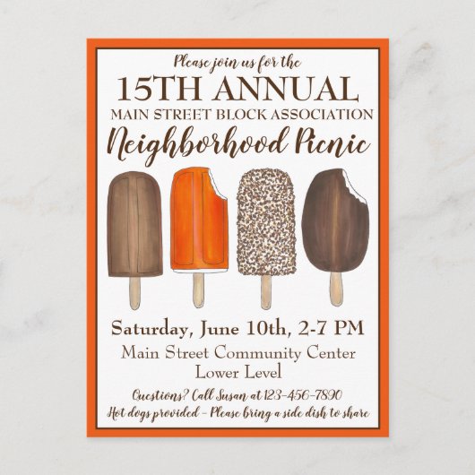 Ijslolly Verjaardagsfeestje Popsicles Picknick Uitnodiging Briefkaart (Voorkant)