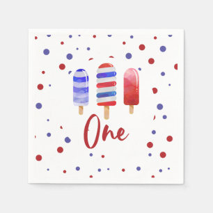 IJslolly's Eén Rood Wit Blauw 1e Verjaardag Servet