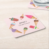 Ijslolly's Roze Papieren Onderzetter (Schuin)