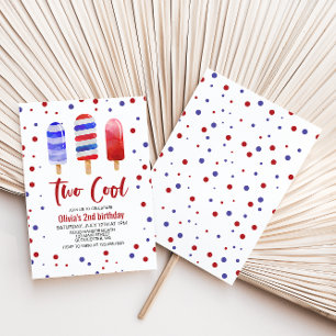 IJslolly's Twee Koel Rood Wit Blauw 2e Verjaardag Kaart