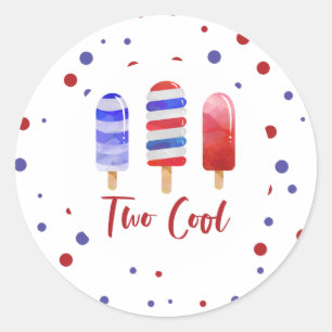 IJslolly's Twee Koel Rood Wit Blauw 2e Verjaardag Ronde Sticker