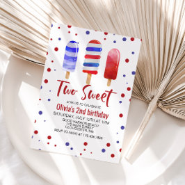 IJslolly's Two Sweet Rood Wit Blauw 2e Verjaardag Kaart